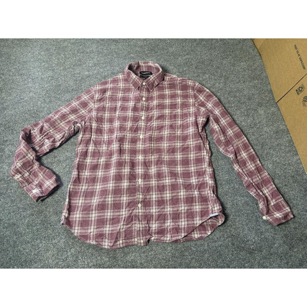 Bonobos Shirt Mens L Red Plaid Long Sleeve Slim Fit Flannel Button-Down Casual